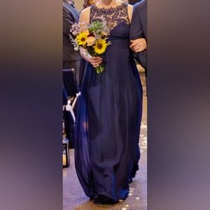 Aidan Mattox Navy Lace Dress